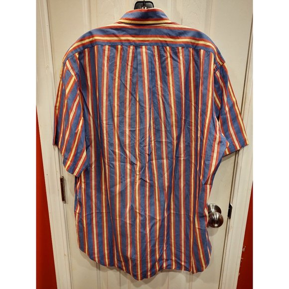 Ralph Lauren Golf Tilden Mens Shirt M Cotton Striped Short Sleeve Button Up Blue - Picture 3 of 6